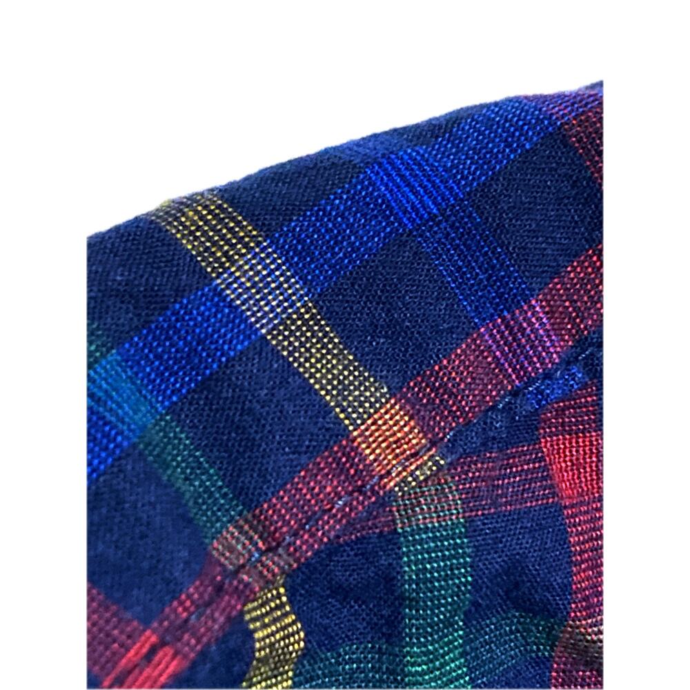 Gap Slim Fit Button Down Plaid Primary Colors Navy Windowpane Mens Large L - Picture 3 of 7